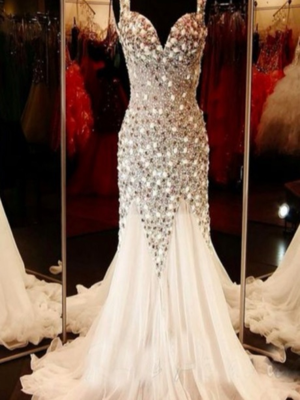 Beaded Mermaid Wedding Dress in White NWT